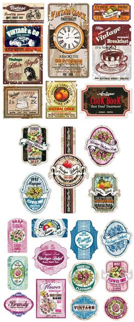 Collection vintage labels