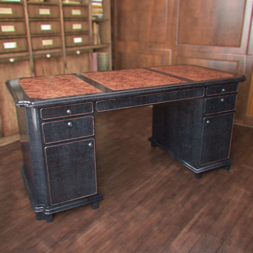 3D Classic cabinet desk - 3D    , 