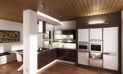 3D hi-tech kitchen interior - 3D     -