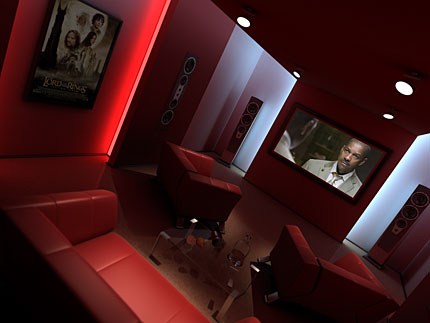 3D Home Theater interior red - 3D      