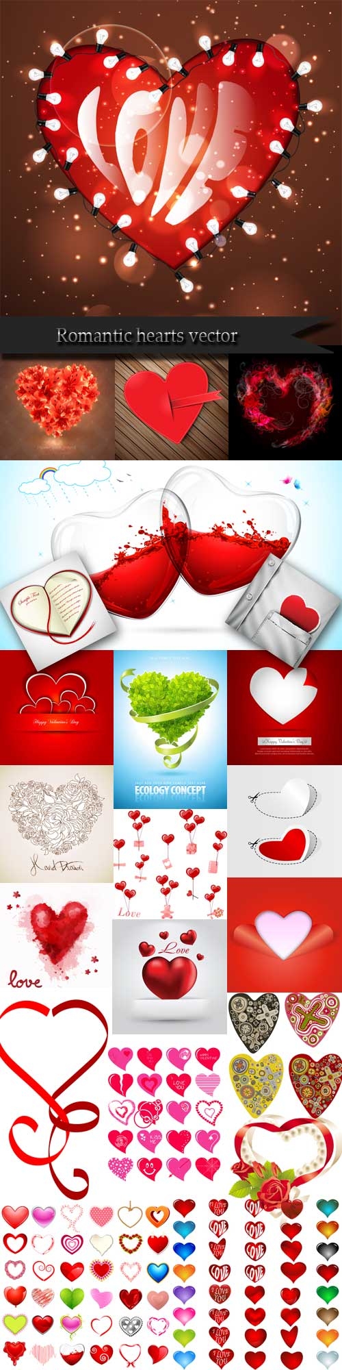 Romantic hearts vector