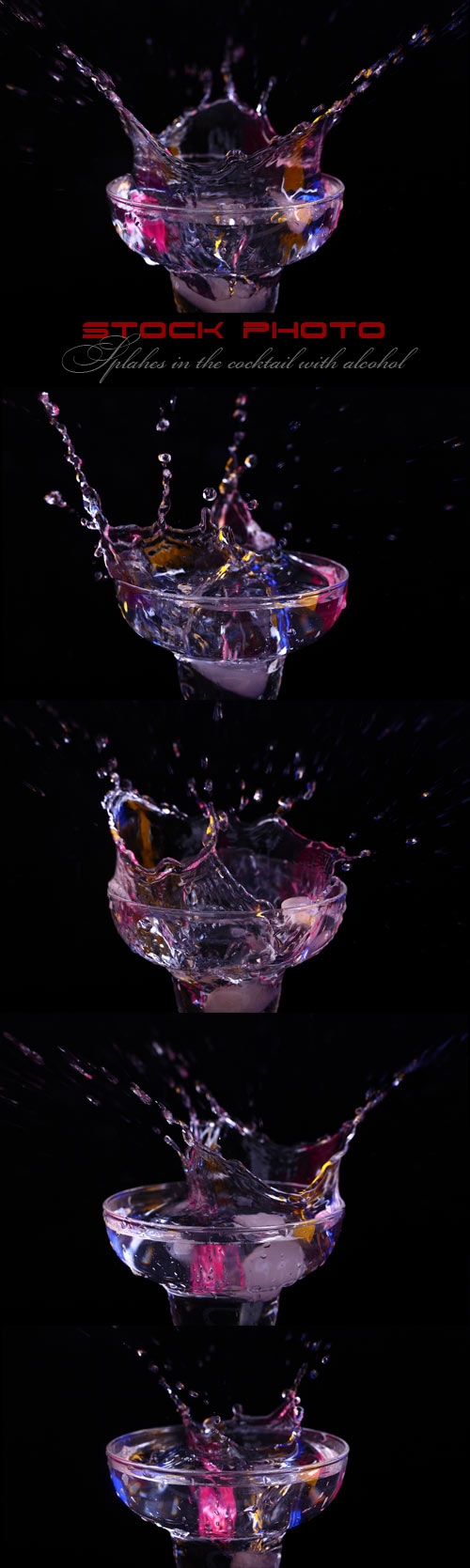 Splahes in the cocktail with alcohol