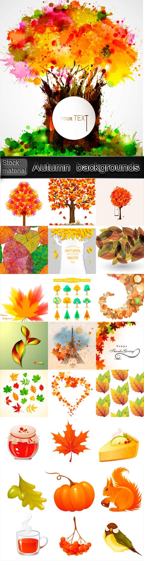 Autumn vector backgrounds with trees and leaves