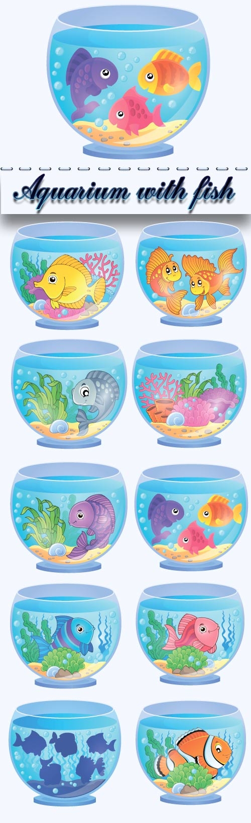 Aquarium with fish cartoon vector