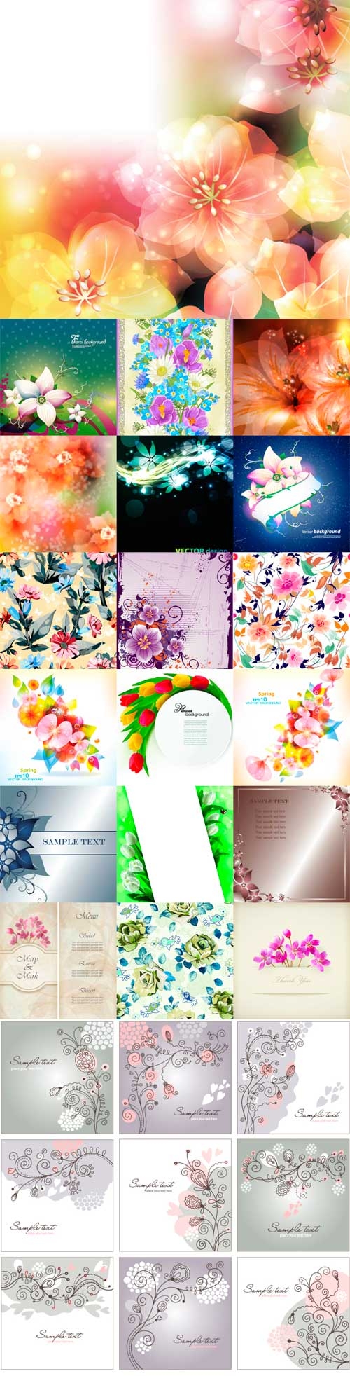 Vector beautiful flowers backgrounds