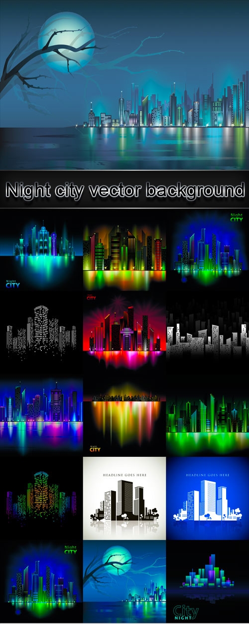 Night city vector background