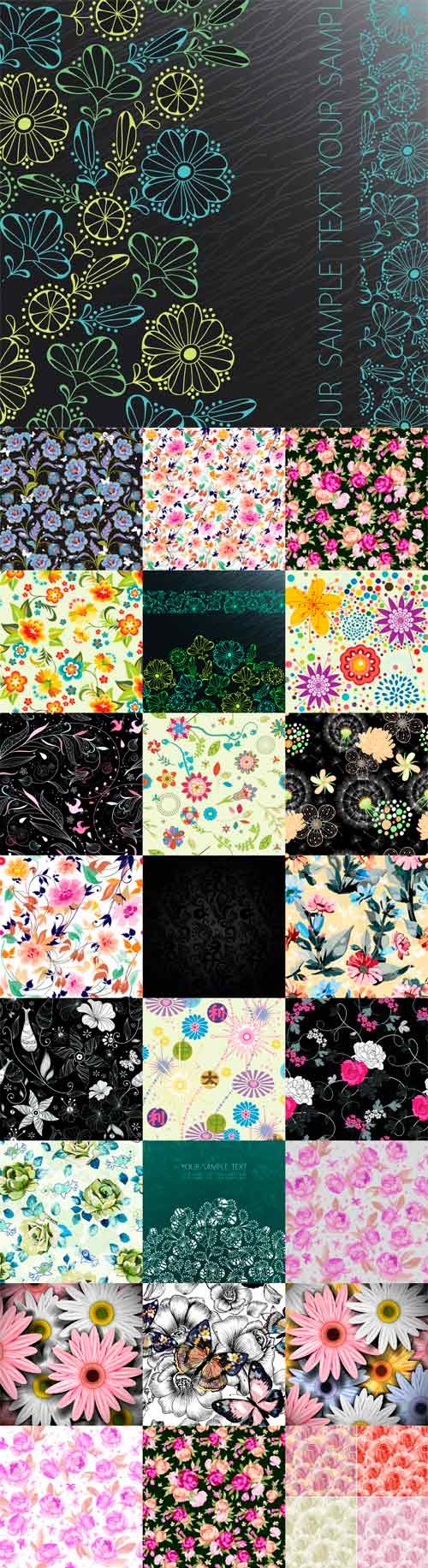 Vector beautiful flowers patterns