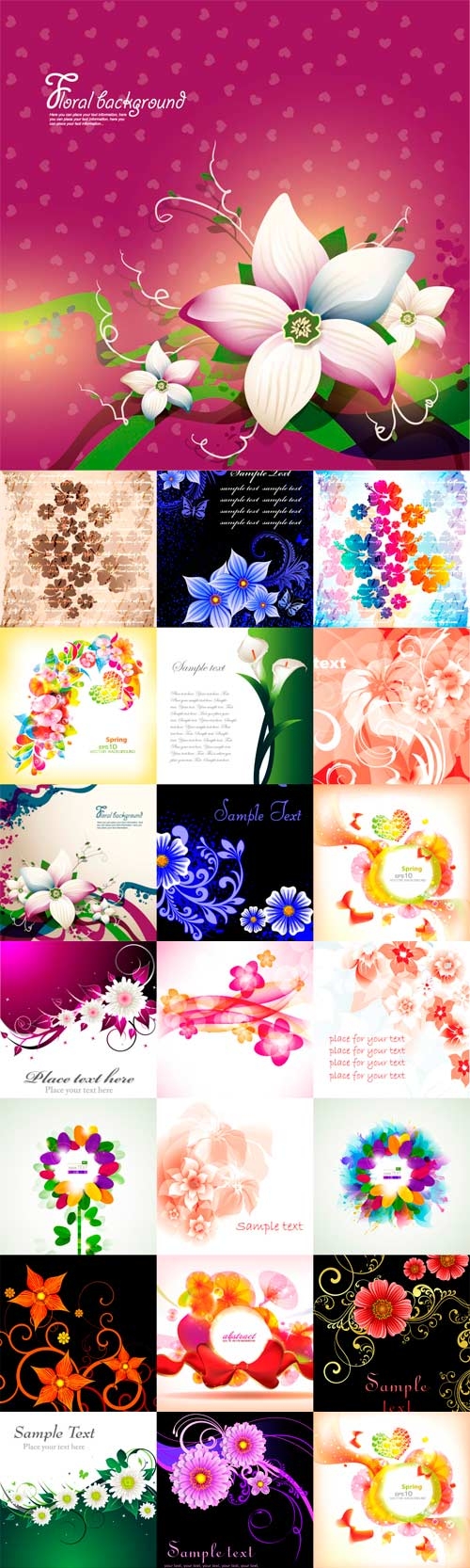 Vector beautiful flowers backgrounds - 2