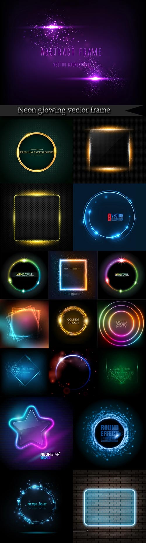 Neon glowing vector frame