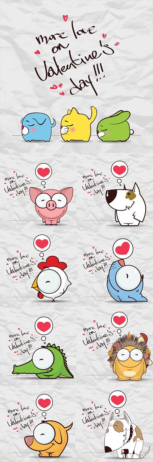 Congratulations on Valentine's day from cute animals