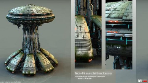 3D Model Sci-Fi Architecture - футуристическое здание