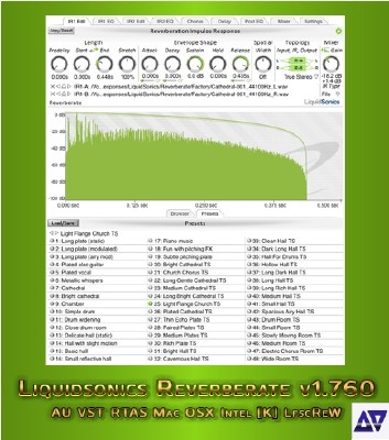 Liquidsonics Reverberate v.1.774 AU VST RTAS for Mac OS X [27.09.2012, Intel]